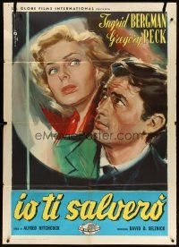 3m973 SPELLBOUND Italian 1p R59 Hitchcock, different Cesselon art of Ingrid Bergman & Gregory Peck