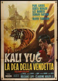 3m990 VENGEANCE OF KALI Italian 1p '63 art of snarling tiger, elephants & top stars by Martinati!