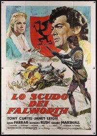 3m728 BLACK SHIELD OF FALWORTH Italian 2p R70s different Mos art of Tony Curtis & Janet Leigh!