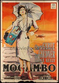 3m783 MOGAMBO Italian 2p '54 different Ercole Brini art of Ava Gardner with umbrella, John Ford!