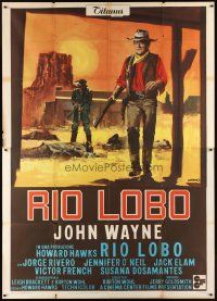 3m798 RIO LOBO Italian 2p '71 Howard Hawks, different art of cowboy John Wayne by Franco!