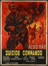 3m811 SUICIDE COMMANDO Italian 2p '68 art of Aldo Ray on battlefield by Giorgio Olivetti!