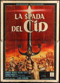 3m815 SWORD OF EL CID Italian 2p '62 cool completely different sword art by Roldolfo Gasparri!