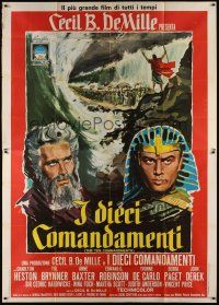 3m818 TEN COMMANDMENTS Italian 2p R68 Cecil B. DeMille classic Charlton Heston & Yul Brynner!