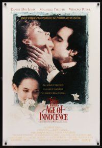 3p026 AGE OF INNOCENCE 1sh '93 Martin Scorsese, Daniel Day-Lewis, Winona Ryder