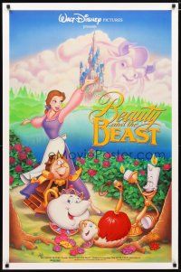 3p090 BEAUTY & THE BEAST DS 1sh '91 Walt Disney cartoon classic, great cast image!