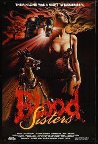 3p105 BLOOD SISTERS 1sh '87 Roberta Findlay directed, their hazing was a night to dismember!