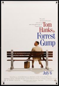 3p260 FORREST GUMP advance 1sh '94 Tom Hanks waiting for the bus, Robert Zemeckis!