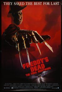3p264 FREDDY'S DEAD 1sh '91 great art of Robert Englund as Freddy Krueger!