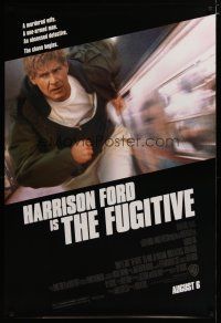 3p272 FUGITIVE advance DS 1sh '93 Harrison Ford is on the run from Tommy Lee Jones!