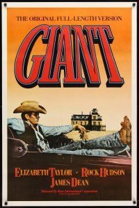 3p292 GIANT 1sh R83 James Dean, Elizabeth Taylor, Rock Hudson, directed by George Stevens!