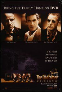 3p301 GODFATHER DVD COLLECTION video 1sh '01 cool portrait images of Marlon Brando & Al Pacino!