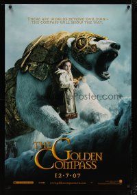 3p305 GOLDEN COMPASS teaser DS 1sh '07 Nicole Kidman, Dakota Blue Richards w/bear!