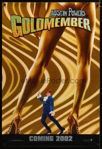 3p307 GOLDMEMBER foil title teaser 1sh '02 Mike Meyers as Austin Powers between sexy legs!