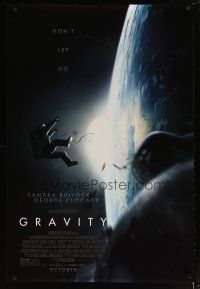 3p314 GRAVITY October style advance DS 1sh '13 Sandra Bullock, George Clooney, adrift over Earth!