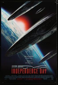 3p413 INDEPENDENCE DAY style B advance 1sh '96 great image of enormous alien ships coming to Earth!