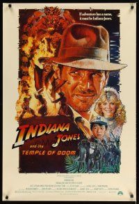 3p423 INDIANA JONES & THE TEMPLE OF DOOM 1sh '84 Harrison Ford & Kate Capshaw by Struzan!