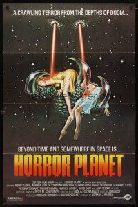 3p427 INSEMINOID 1sh R83 Horror Planet, really wild sci-fi image of sexy girls in monster hand!