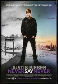 3p463 JUSTIN BIEBER: NEVER SAY NEVER advance DS 1sh '11 cool image of singer!