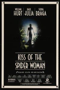 3p476 KISS OF THE SPIDER WOMAN 1sh '85 cool artwork of sexy Sonia Braga in spiderweb dress!