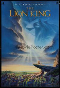 3p506 LION KING DS 1sh '93 classic Disney cartoon set in Africa, cool image of Mufasa in sky!