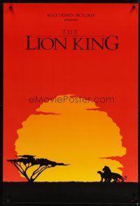 3p508 LION KING red style 1sh 1994 classic Disney cartoon, cool silhouettes against the sun artwork!