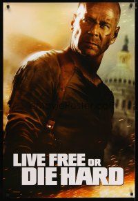 3p511 LIVE FREE OR DIE HARD teaser 1sh '07 Timothy Olyphant, great image of Bruce Willis!