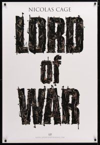 3p522 LORD OF WAR teaser 1sh '05 Nicolas Cage, cool gun title mosaic!
