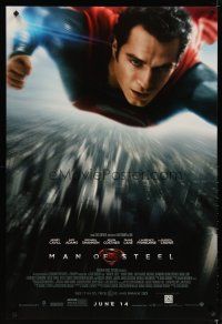 3p530 MAN OF STEEL advance DS 1sh '13 Henry Cavill in the title role as Superman flying!