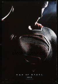 3p531 MAN OF STEEL teaser DS 1sh '13 close-up of Henry Cavill in the title role as Superman!