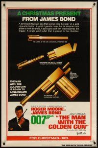 3p533 MAN WITH THE GOLDEN GUN advance 1sh '74 a Christmas present from James Bond, cool!