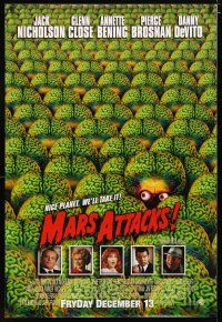 3p536 MARS ATTACKS! advance 1sh '96 directed by Tim Burton, great image of many alien brains!