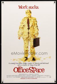 3p582 OFFICE SPACE style A advance DS 1sh '99 Mike Judge classic, Stephen Root covered in post-its!