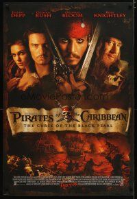 3p612 PIRATES OF THE CARIBBEAN advance DS 1sh '03 Geoffrey Rush, Knightley, Depp & cast!