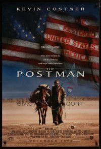 3p615 POSTMAN advance DS 1sh '97 cool post-apocalyptic image of Kevin Costner!