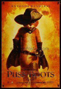 3p626 PUSS IN BOOTS teaser DS 1sh '11 voice of Antonio Banderas in title role, swashbuckling cat!