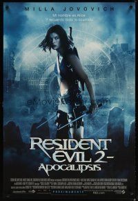 3p640 RESIDENT EVIL: APOCALYPSE Spanish/U.S. advance DS 1sh '04 image of sexy full-length Milla Jovovich!