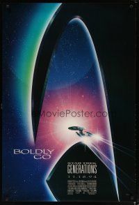 3p739 STAR TREK: GENERATIONS advance 1sh '94 cool sci-fi art of the Enterprise, Boldly Go!