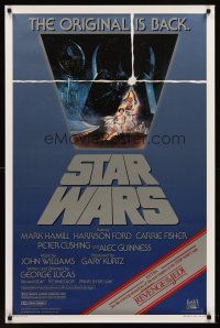 3p743 STAR WARS 1sh R82 George Lucas classic sci-fi epic, great art by Tom Jung!