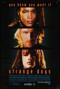 3p751 STRANGE DAYS cast style advance 1sh '95 Ralph Fiennes, Angela Bassett, Juliette Lewis!