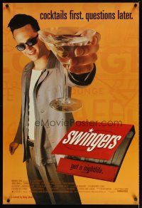 3p759 SWINGERS 1sh '96 partying Vince Vaughn with giant martini, directed by Doug Liman!