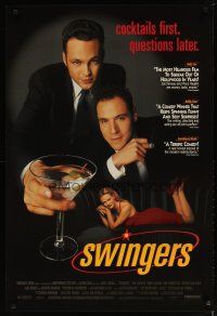 3p760 SWINGERS reviews 1sh '96 Vince Vaughn w/martini, Jon Favreau, sexy Heather Graham!