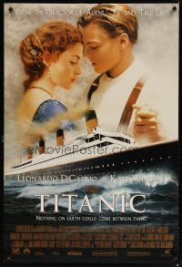 3p778 TITANIC revised style B int'l DS 1sh '97 DiCaprio, Kate Winslet, with Gloria Stuart credited!