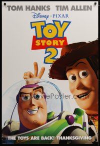 3p794 TOY STORY 2 advance DS 1sh '99 Woody, Buzz Lightyear, Disney and Pixar animated sequel!