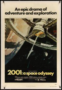 3r004 2001: A SPACE ODYSSEY linen 1sh R80 Stanley Kubrick, art of space wheel by Bob McCall!