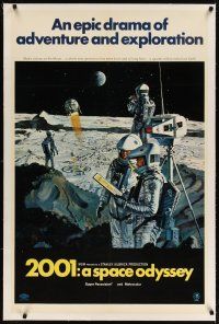 3r006 2001: A SPACE ODYSSEY linen style B 1sh '68 Stanley Kubrick, art of astronauts by Bob McCall!