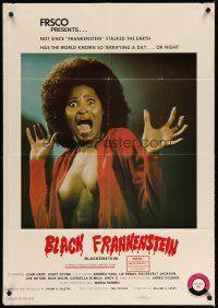 3r178 BLACKENSTEIN 1sh '72 Black Frankenstein, wild image of sexy nearly naked woman screaming!