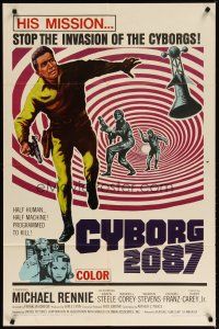 3r229 CYBORG 2087 1sh '66 Michael Rennie must stop the invasion of the cyborgs, cool sci-fi!