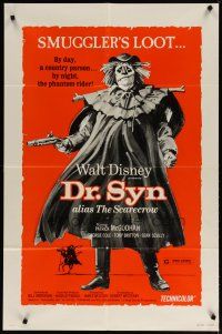3r251 DR. SYN ALIAS THE SCARECROW 1sh R75 Walt Disney, creepy art of Patrick McGoohan as scarecrow!