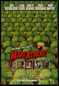 3r096 MARS ATTACKS! advance 1sh '96 directed by Tim Burton, great image of many alien brains!